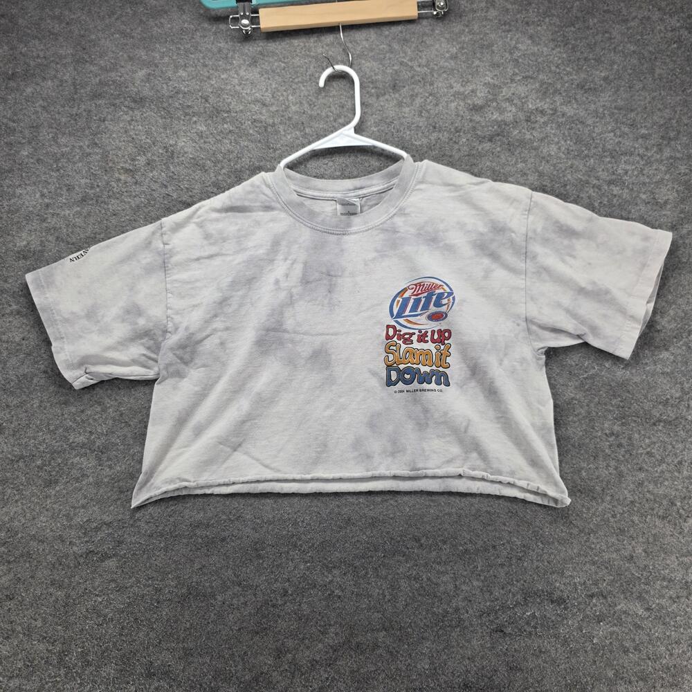 Vintage Gildan Shirt Mens L Gray Short Sleeve Miller Lite Beer Graphic 2004